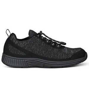 Orthofeet Lava No-Tie Mens 9 X-Wide 4E Black Orthopedic Walking Sneakers 633